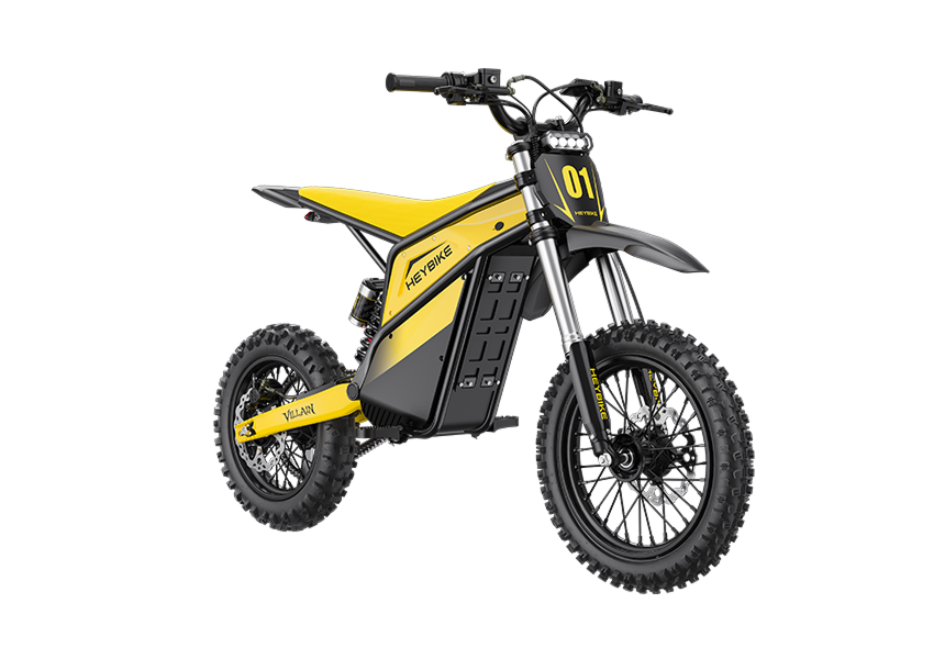 Heybike Villain Classic yellow, front three-quarter view