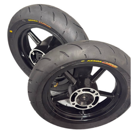 Black 12-Inch Supermoto Wheelset for Yozma, view 1