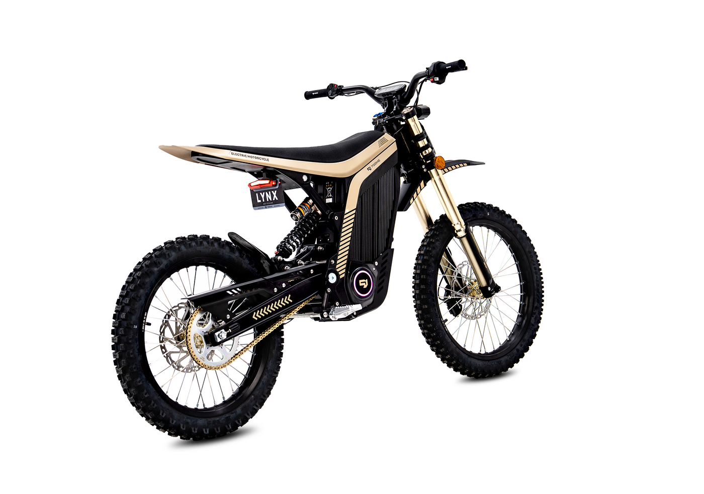 79BIKE Lynx in black and gold, front three-quarter view