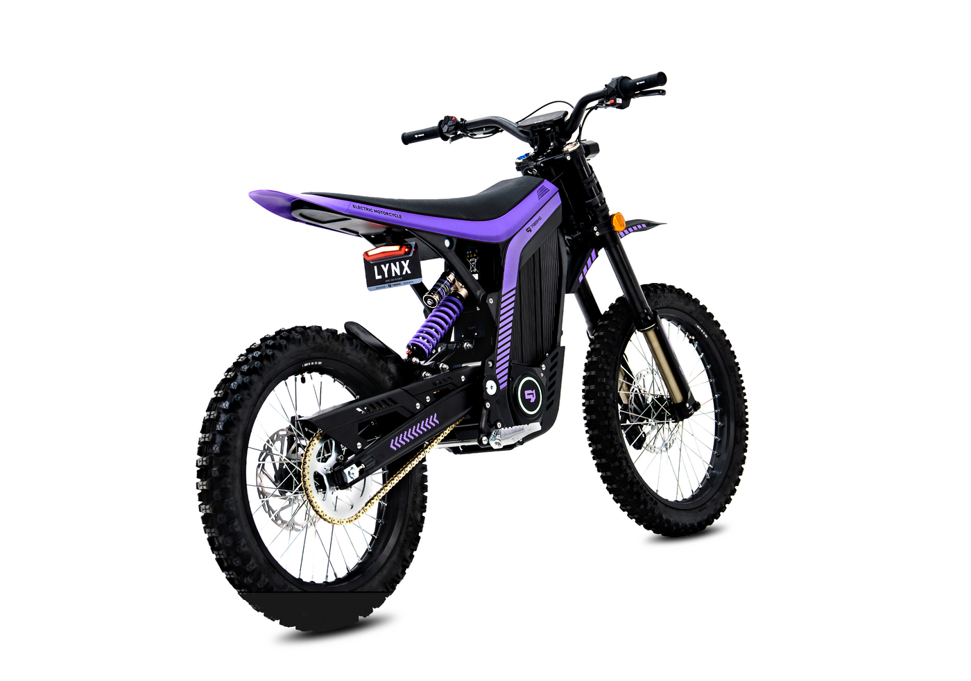 79BIKE Lynx in black and purple, front three-quarter view