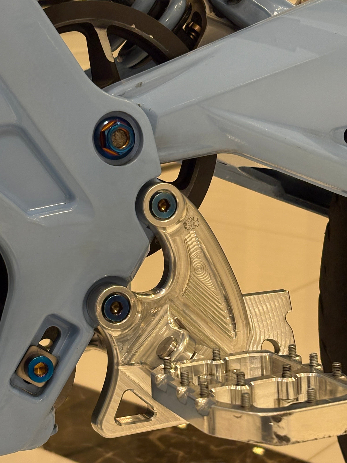 Titanium Peg Bracket Bolts, Surron & Talaria, burnt blue