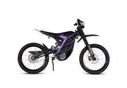 79BIKE Falcon Pro, black frame with purple graphics, side profile