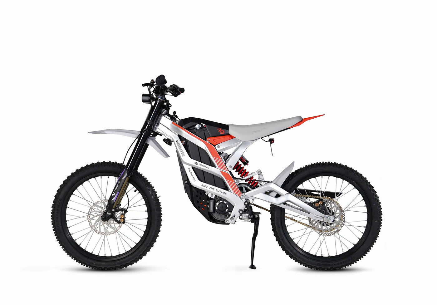 79BIKE Falcon Pro, Silver Metallic frame with red graphics
