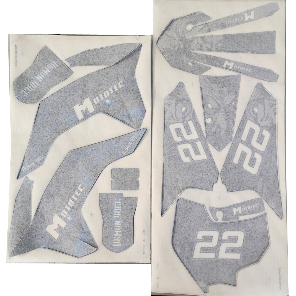 MotoTec 40cc Demon Dirt Bike Sticker Kit Blue
