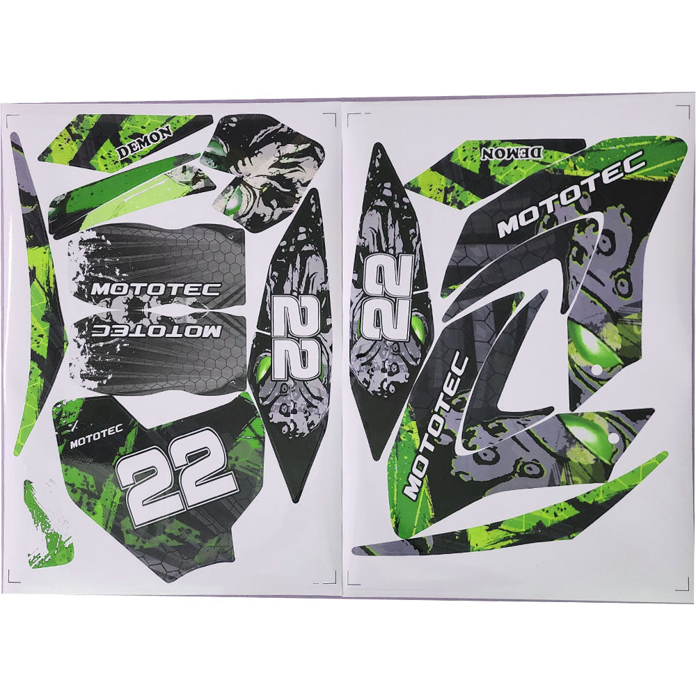 MotoTec 36v Demon Lithium Dirt Bike Sticker Kit Green