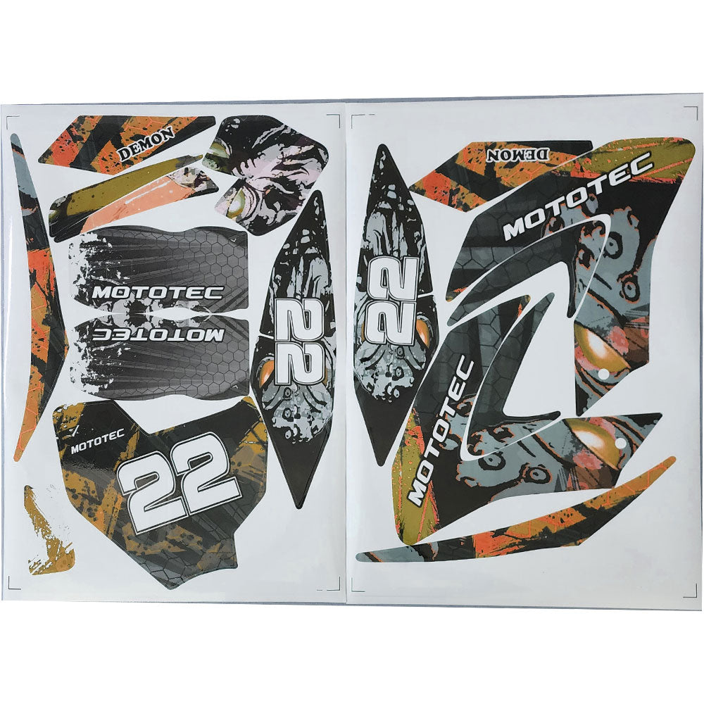 MotoTec 36v Demon Lithium Dirt Bike Sticker Kit Orange