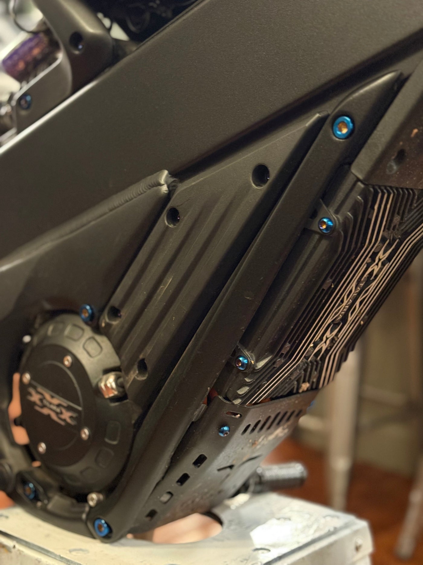 Titanium Lower Frame Bolts for Talaria XXX, burnt blue