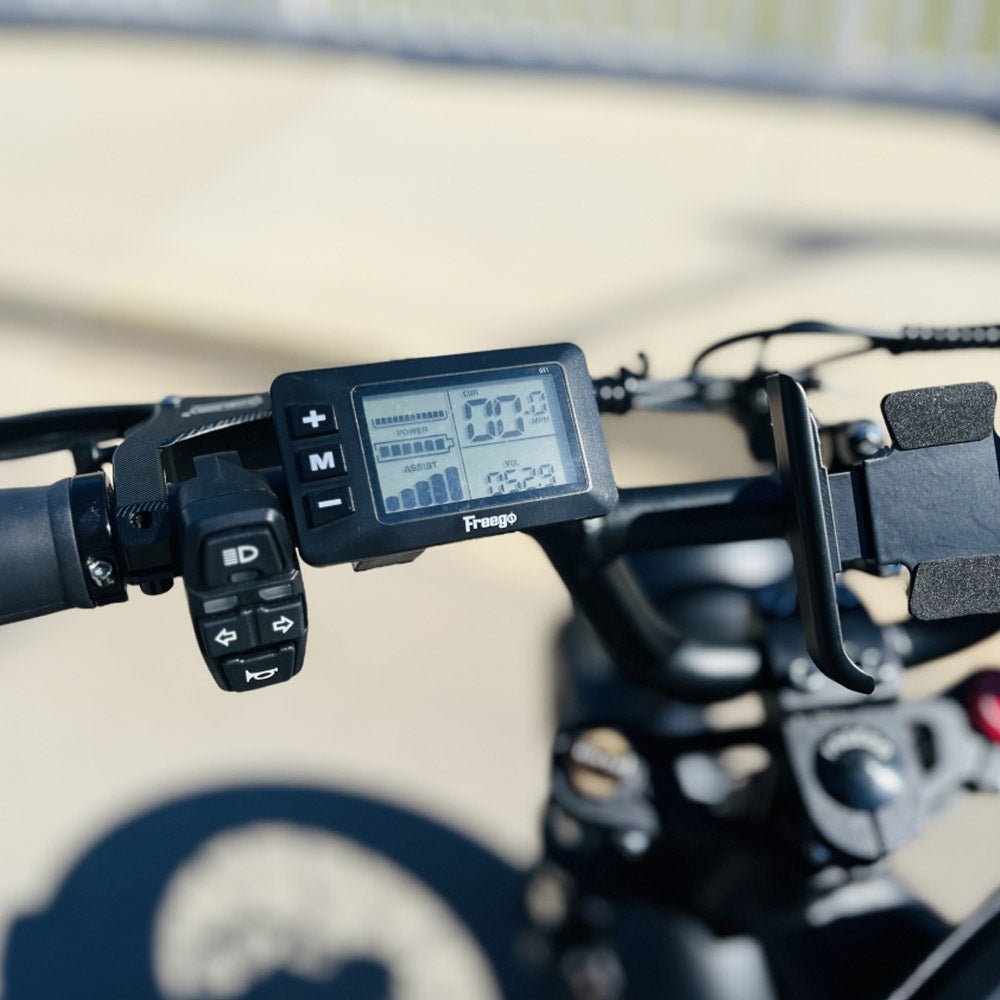 Freego Shotgun Lite F0 display, controls and thumb throttle