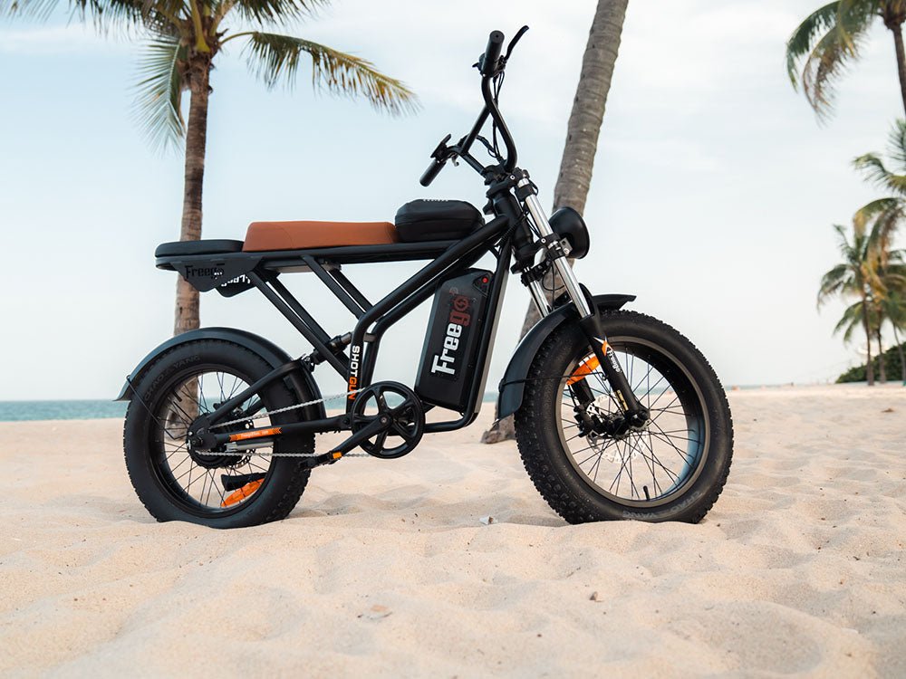 Freego Shotgun Prime F2 Pro parked on sand under palms
