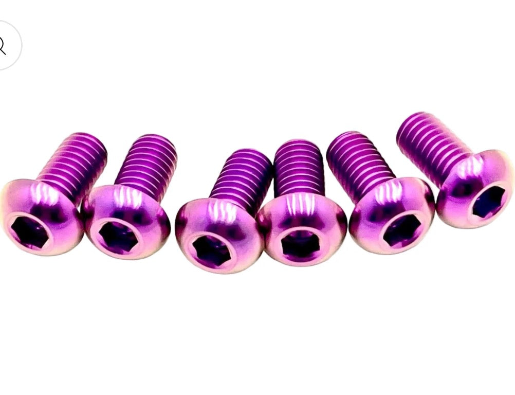 Titanium Brake Rotor Bolts, 6 or 12 Pack, pink/purple