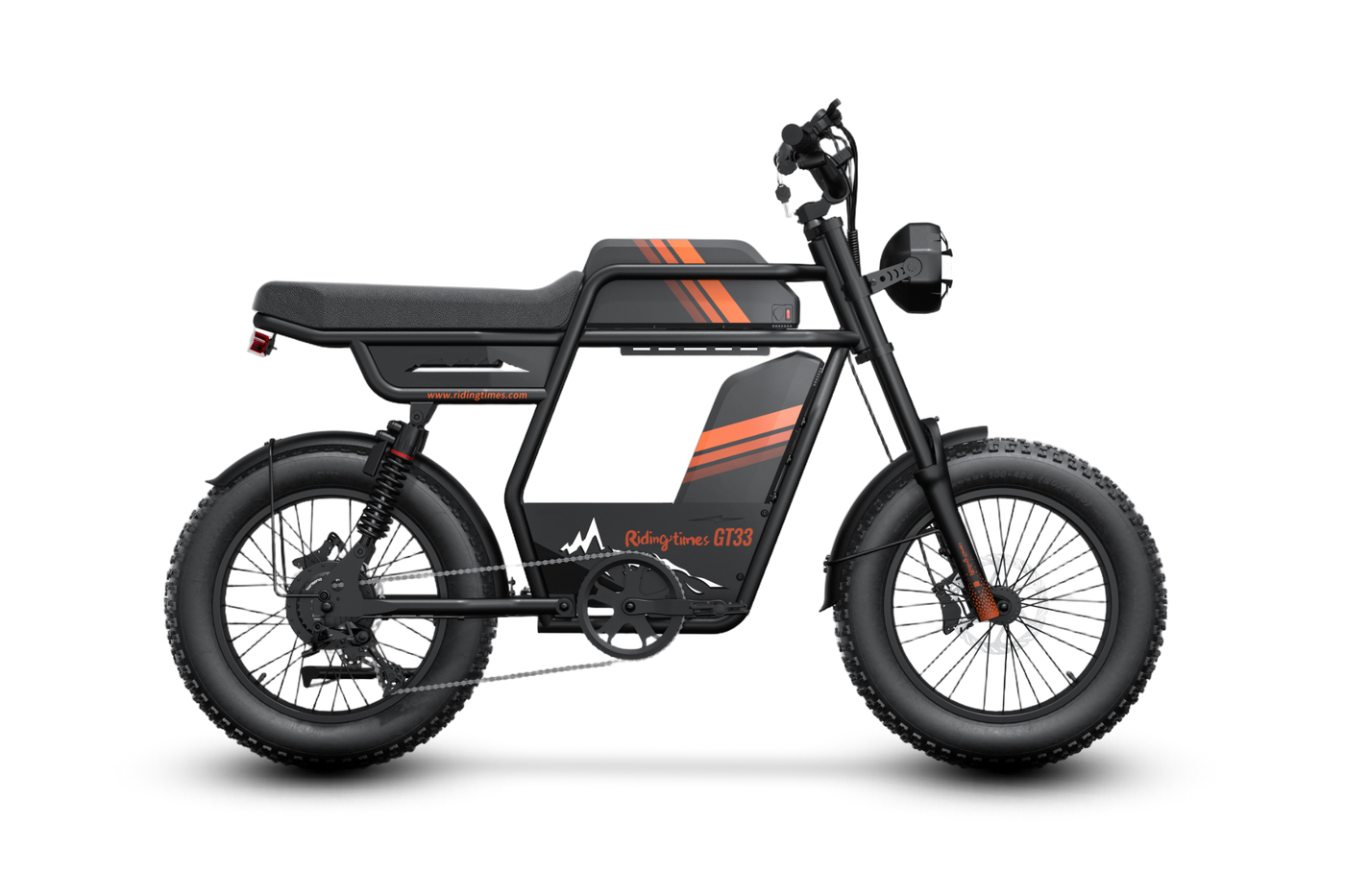 Riding'times GT33 cargo electric bike with dual batteries, studio profile