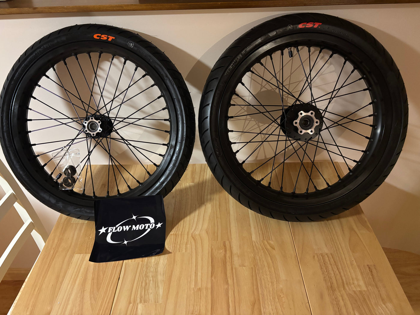 Black Supermoto Wheel Set, Surron and E-Ride, view 1