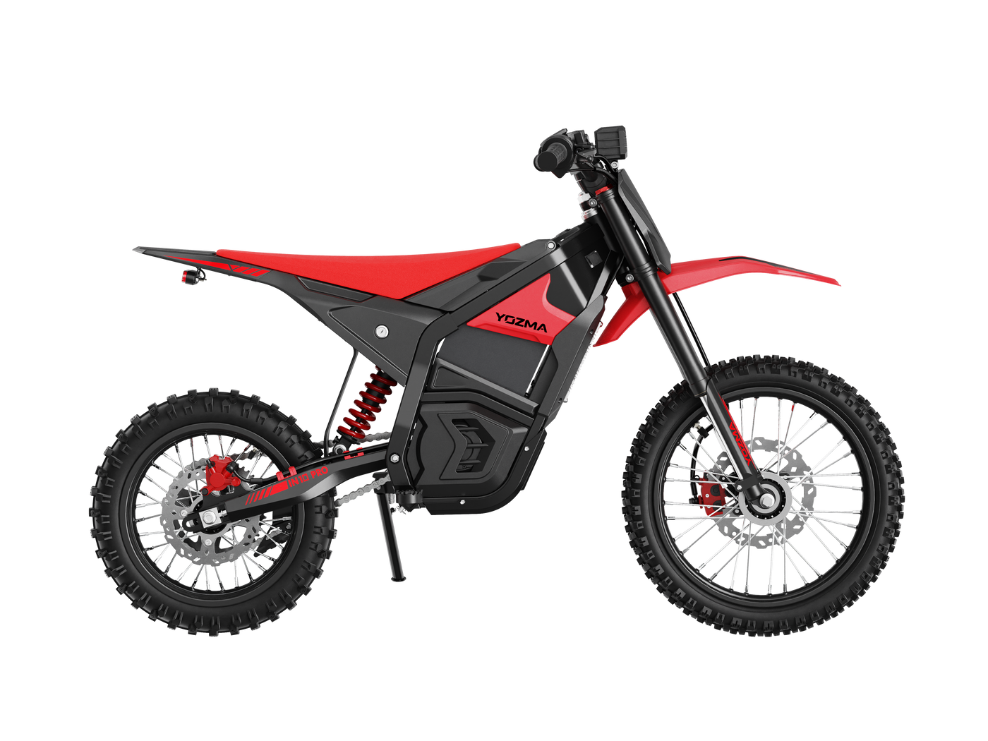 Yozma IN 10 Pro electric dirt bike in red, side profile