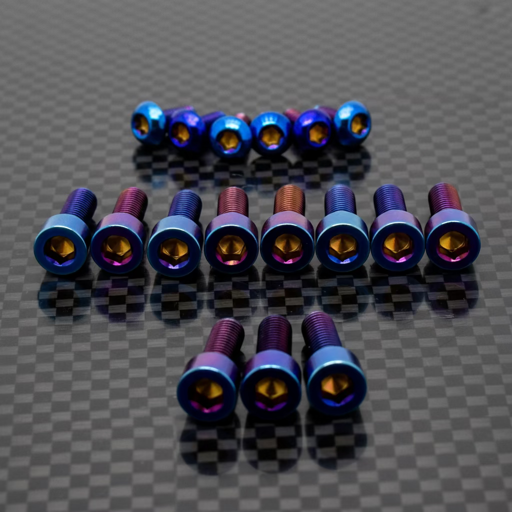 Titanium KKE Fork Bolt Kits · Titanium Surron, burnt blue