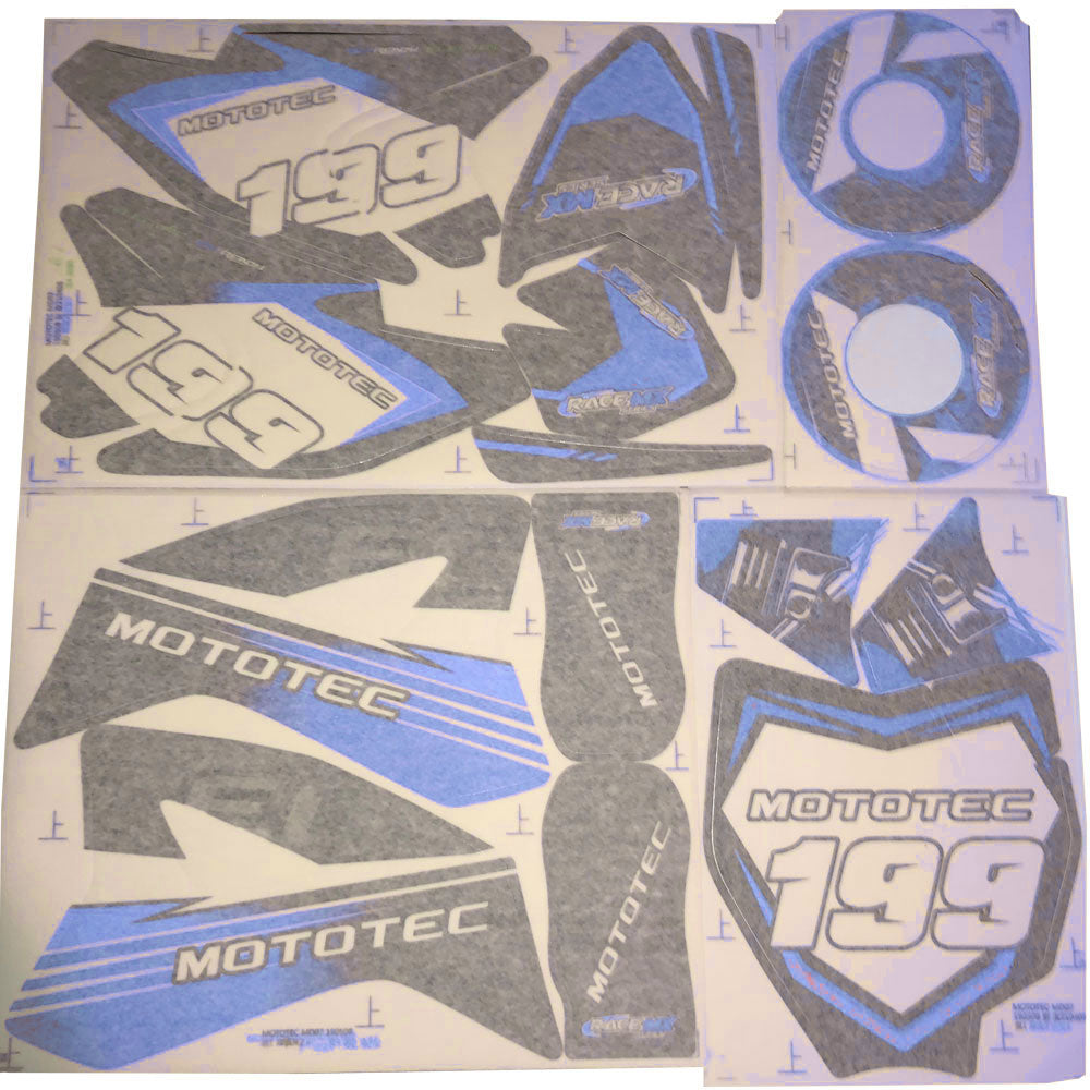 MotoTec 36v/48v Pro Dirt Bike Sticker Kit - Blue