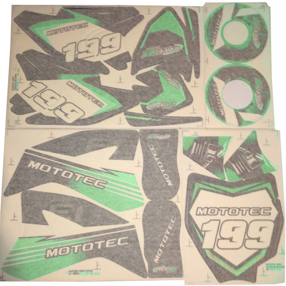 MotoTec 36v/48v Pro Dirt Bike Sticker Kit - Green