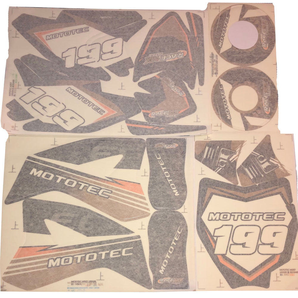 MotoTec 36v/48v Pro Dirt Bike Sticker Kit - Orange
