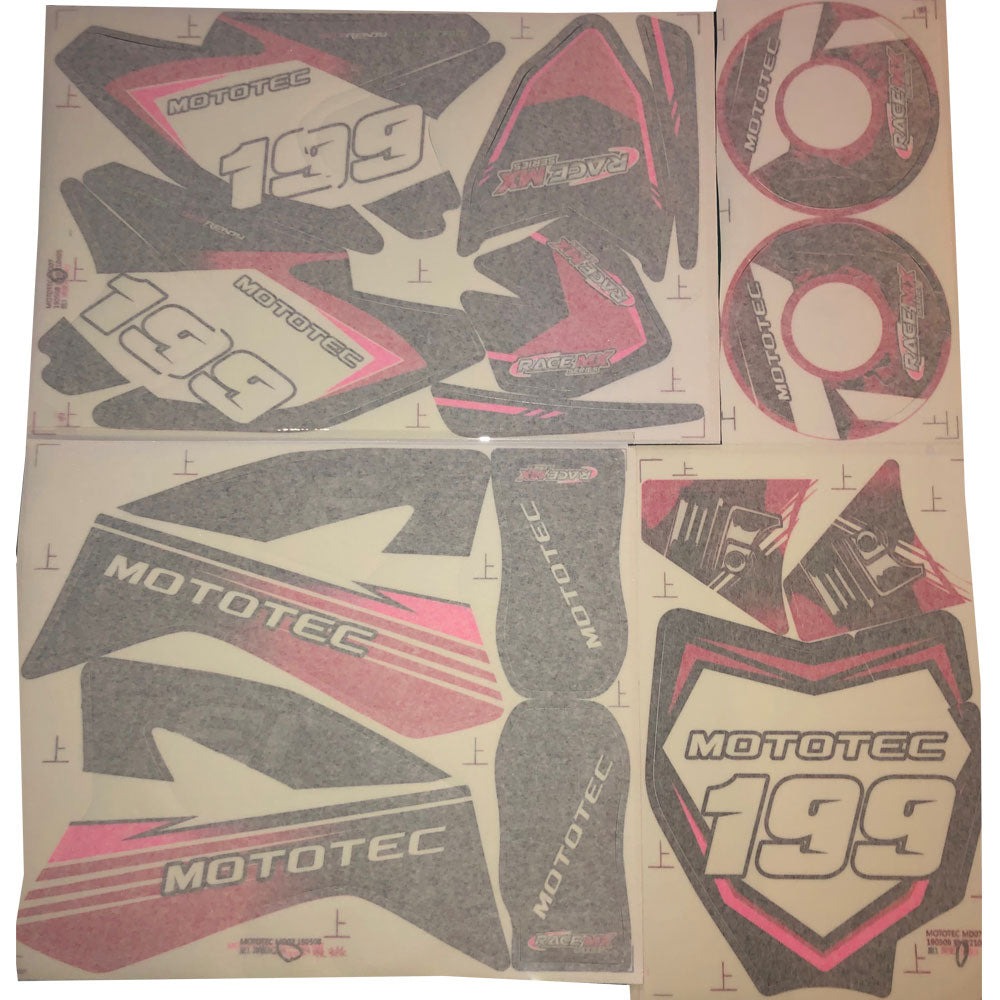 MotoTec 36v/48v Pro Dirt Bike Sticker Kit - Pink