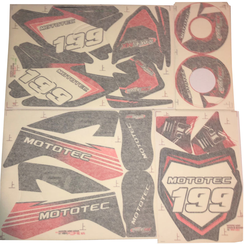 MotoTec 36v/48v Pro Dirt Bike Sticker Kit - Red