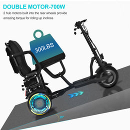 MotoTec Folding Electric Trike 48v 700w Dual Motor Lithium