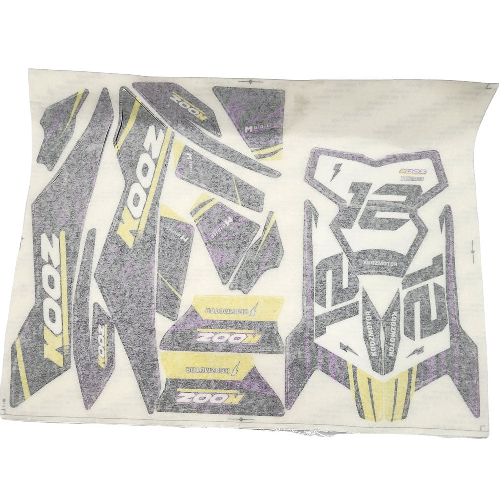 MotoTec 36v 300w (HP122e) Electric Dirt Bike - Sticker Kit Purple
