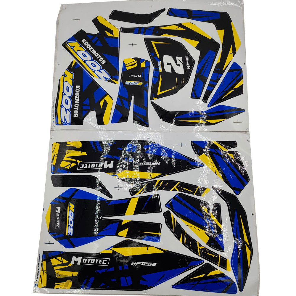 MotoTec 24v 250w (HP120e) Electric Mini Bike - Sticker Kit Blue