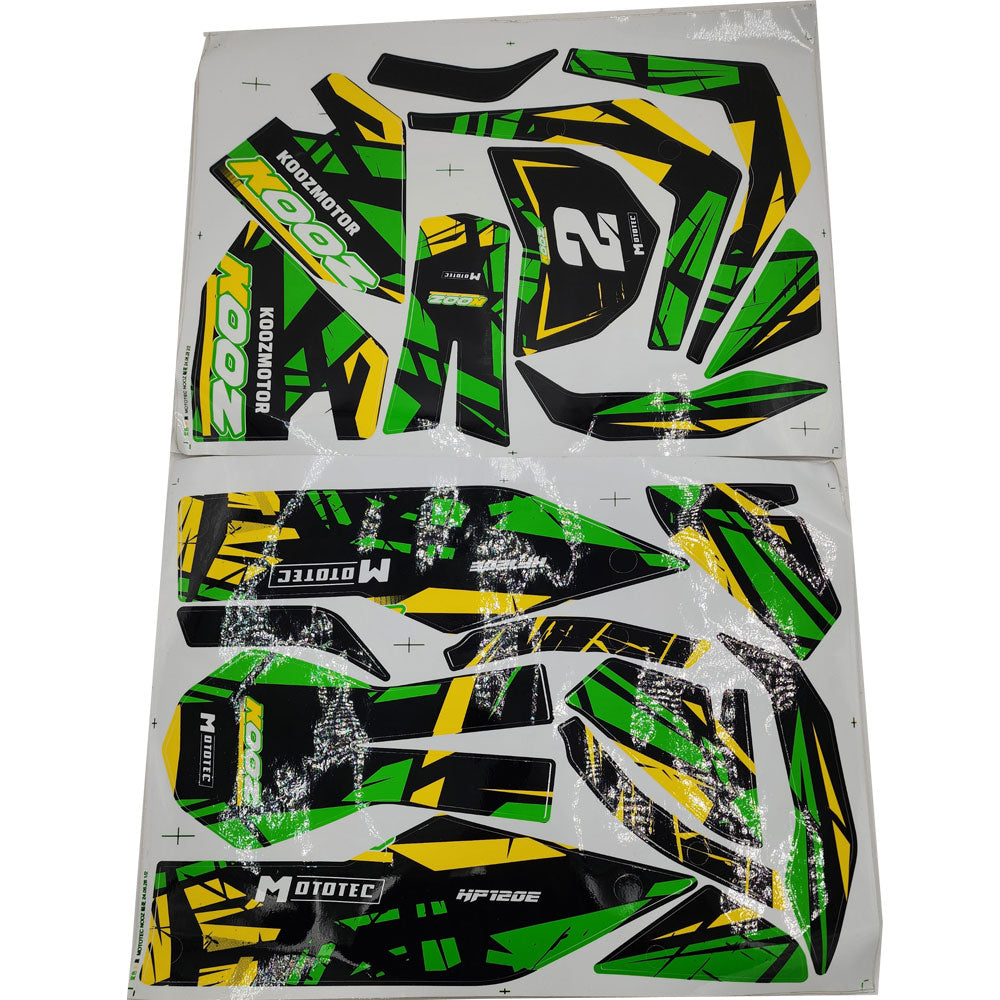 MotoTec 24v 250w (HP120e) Electric Mini Bike - Sticker Kit Green