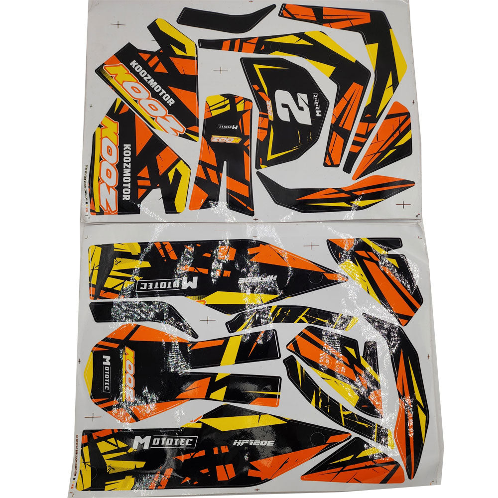 MotoTec 24v 250w (HP120e) Electric Mini Bike - Sticker Kit Orange