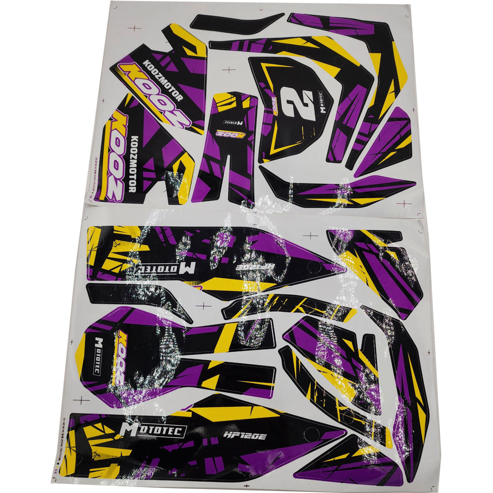 MotoTec 24v 250w (HP120e) Electric Mini Bike - Sticker Kit Purple