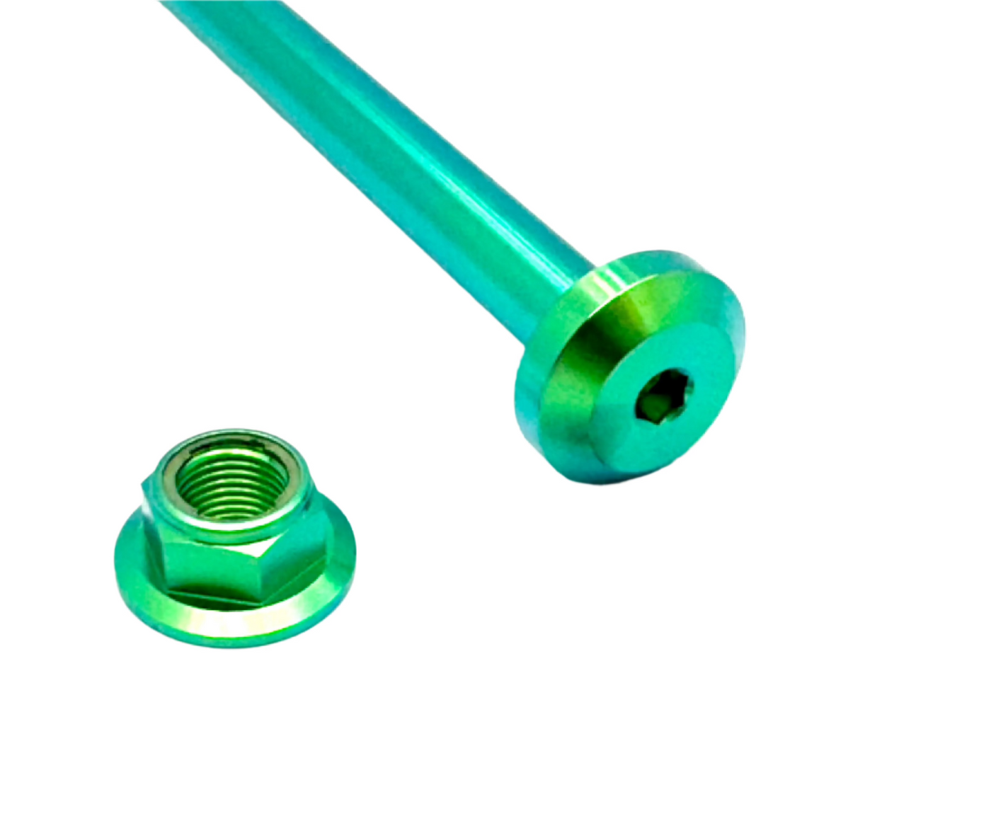 Titanium Surron LBX Jackshaft Bolt and Nut · Titanium Surron, green