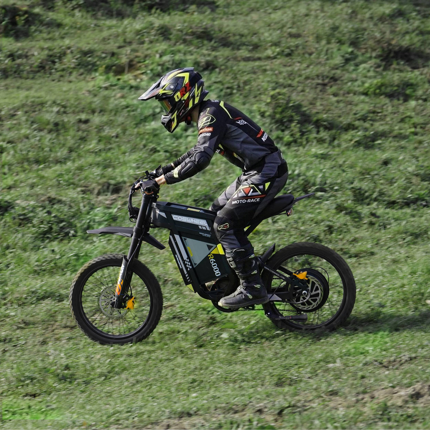 Coswheel R6000 ridden up a grass hill