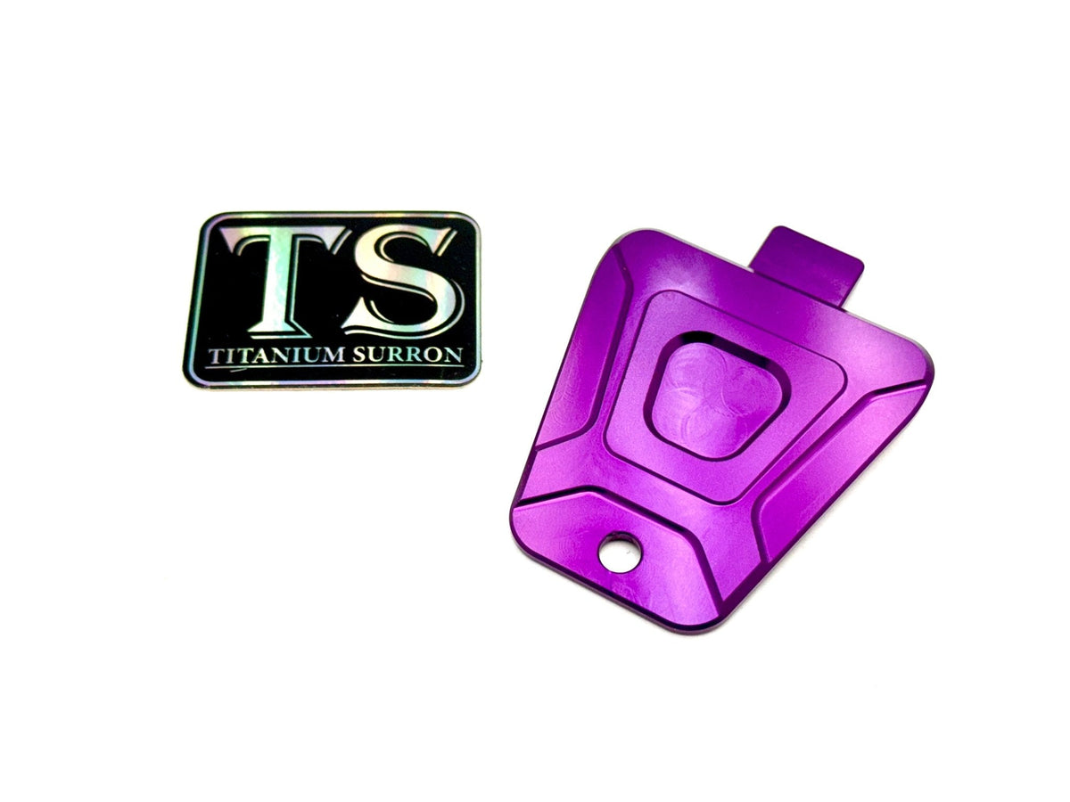 CNC Aluminum Horn Delete Cover — E-Ride Pro & Surron · Titanium Surron, purple