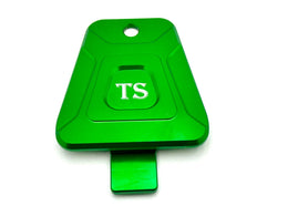 CNC Aluminum Horn Delete Cover — E-Ride Pro & Surron · Titanium Surron, green