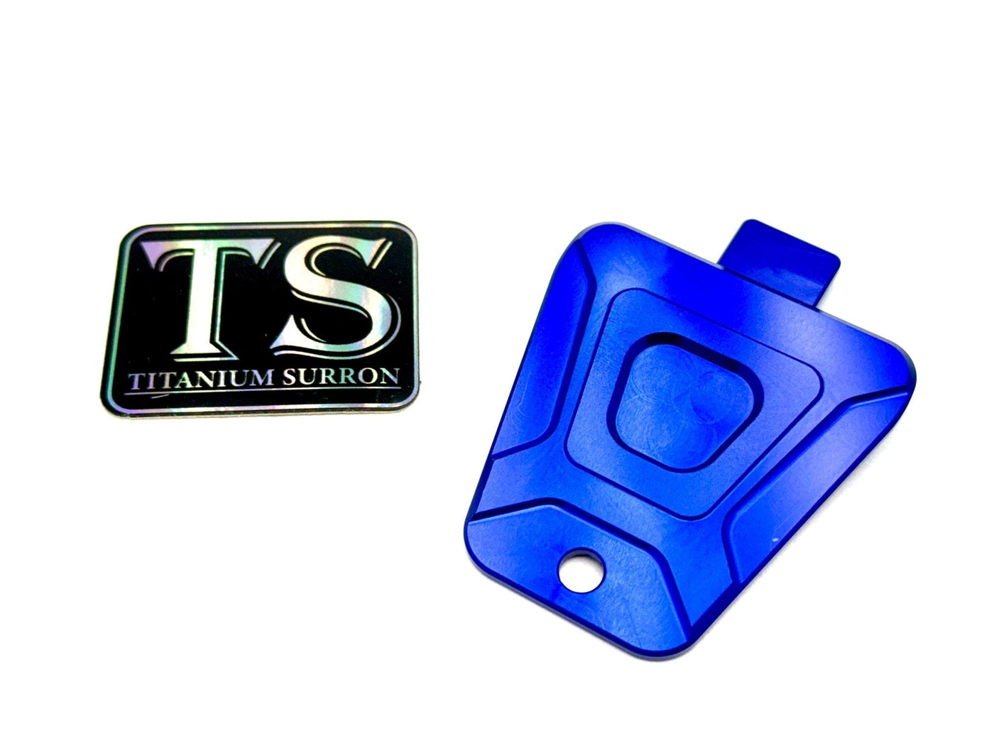 CNC Aluminum Horn Delete Cover — E-Ride Pro & Surron · Titanium Surron, blue