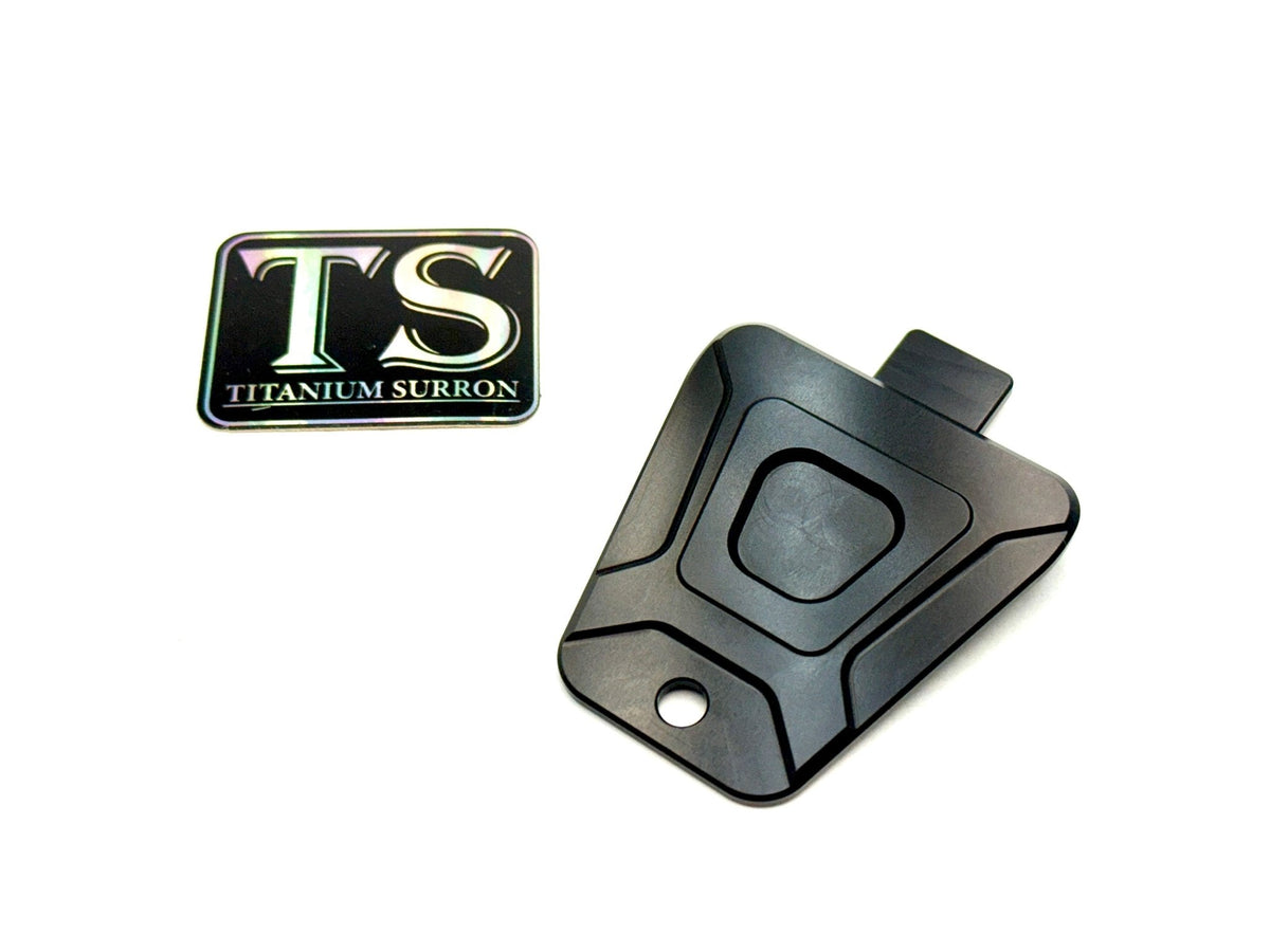 CNC Aluminum Horn Delete Cover — E-Ride Pro & Surron · Titanium Surron, black