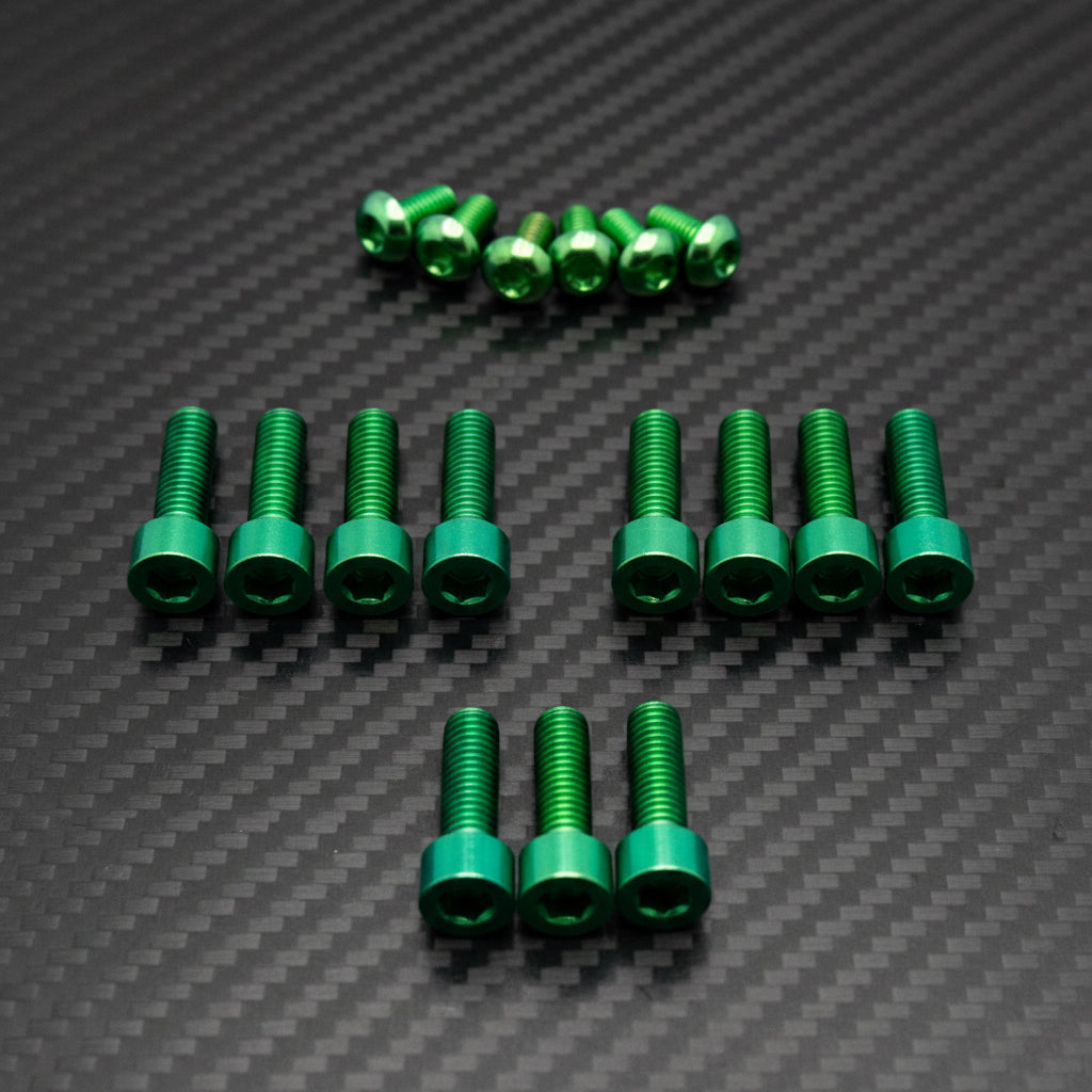 Titanium KKE Fork Bolt Kits · Titanium Surron, green