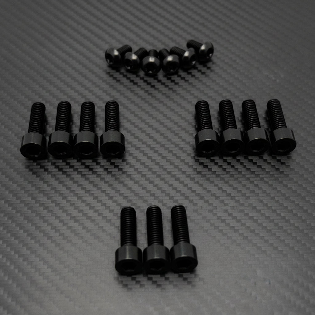 Titanium KKE Fork Bolt Kits · Titanium Surron, black