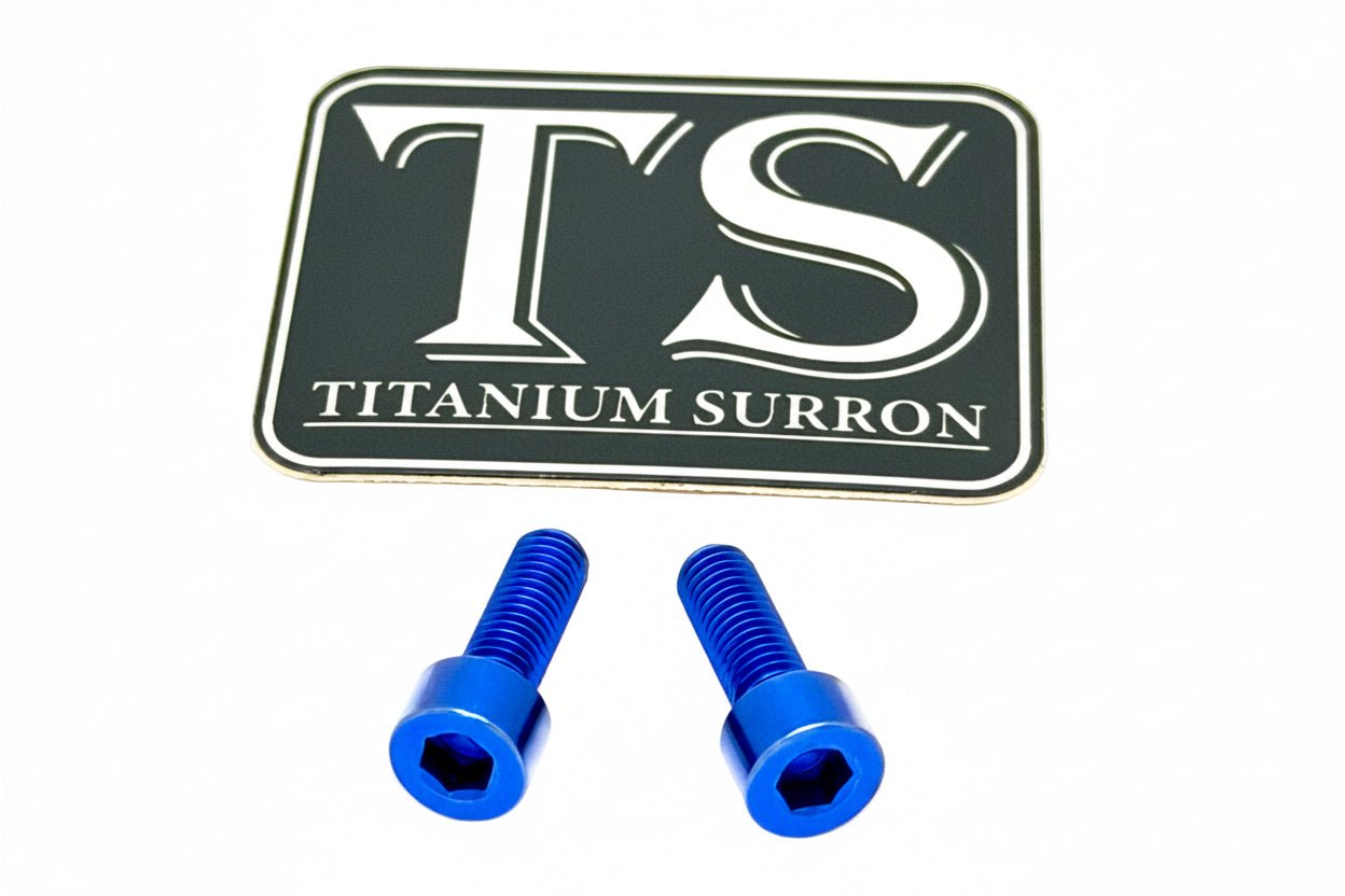 E-Moto Throttle Titanium Bolts (Two bolts) for E-Ride Pro SS, blue