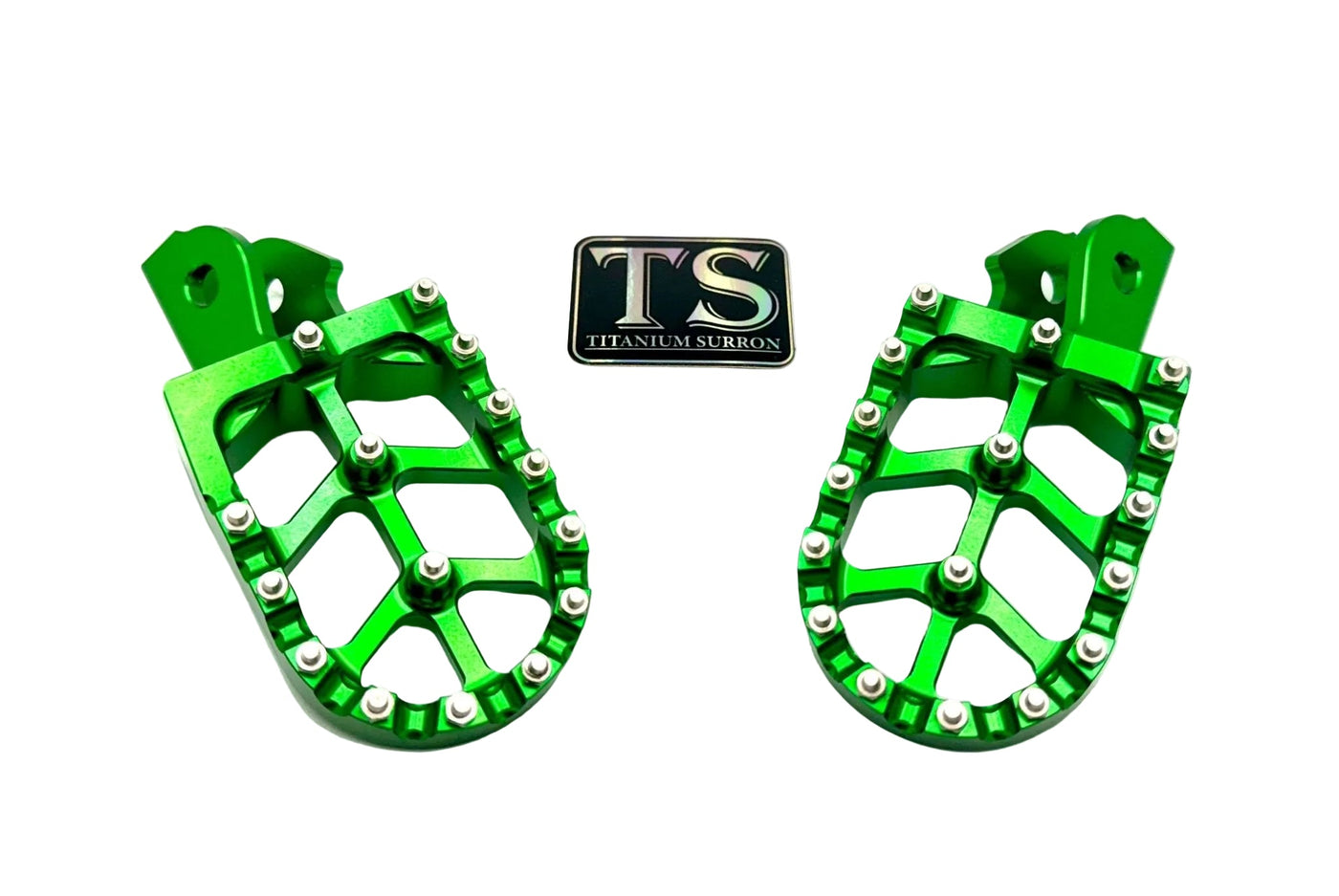 Anodized Aluminum Foot Pegs for Surron and Similar for E-Ride Pro SS, green