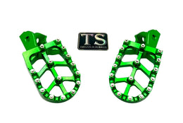 Anodized Aluminum Foot Pegs for Surron and Similar for E-Ride Pro SS, green