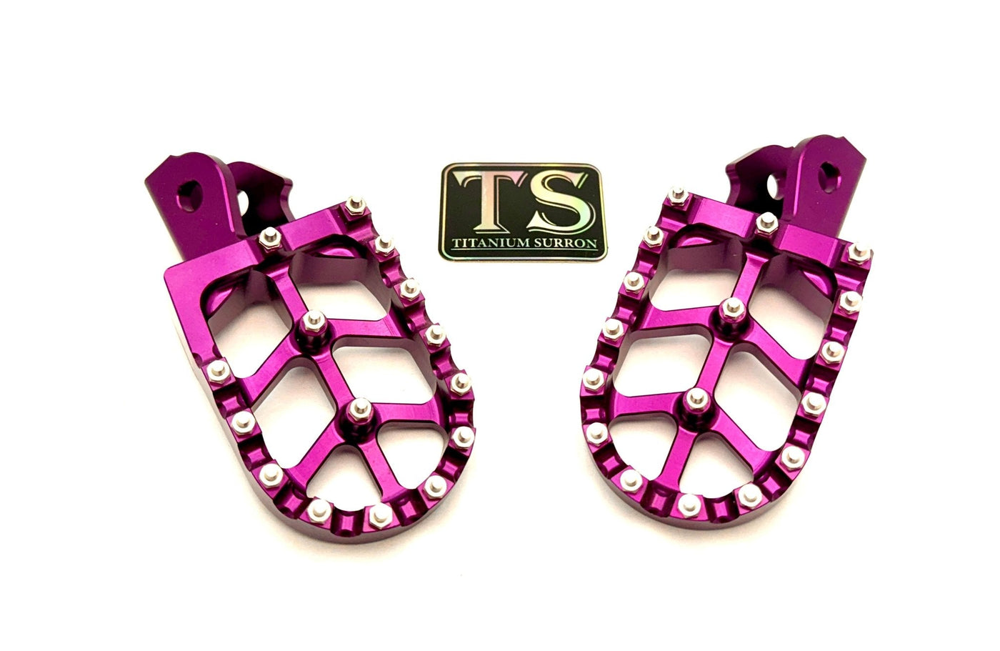 Anodized Aluminum Foot Pegs for Surron and Similar for E-Ride Pro SS, purple