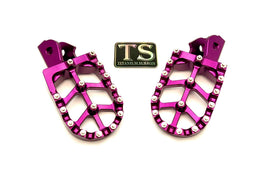 Anodized Aluminum Foot Pegs for Surron and Similar for E-Ride Pro SS, purple