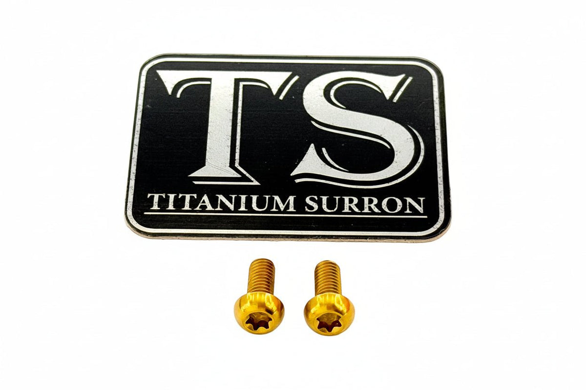 Formula Brake Reservoir Cap Titanium Bolts · Titanium Surron, gold