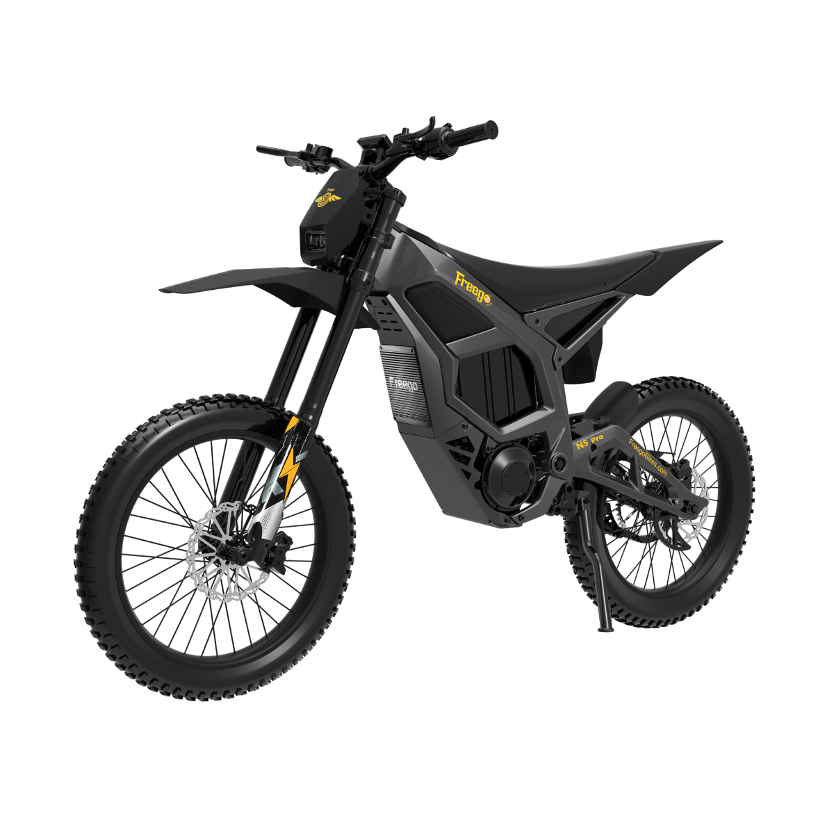 Freego Nova 5 electric dirt bike, left side product view