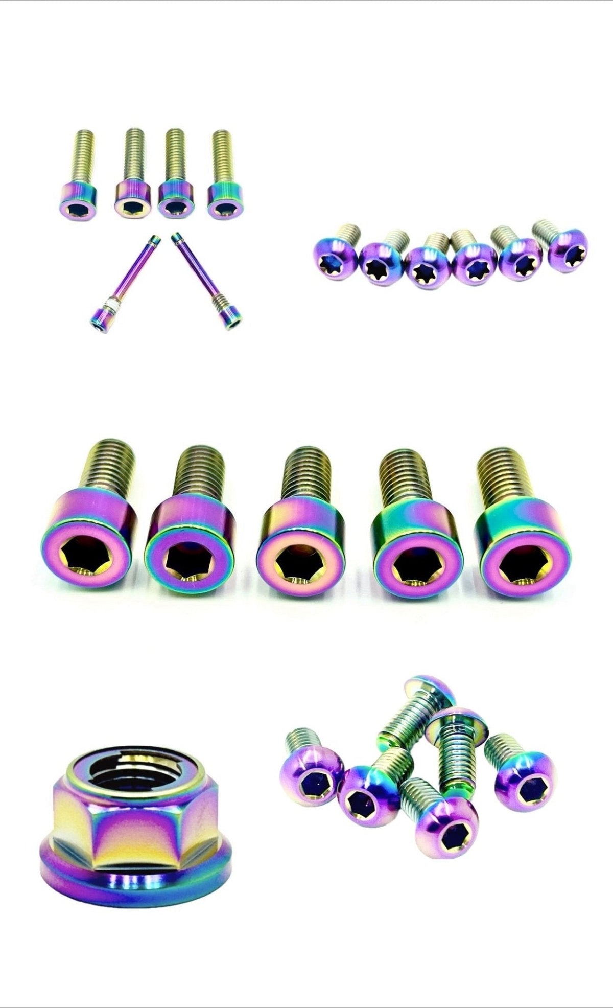 Titanium Front and Rear Wheel Bolt Kit for E-Ride Pro SS, rainbow