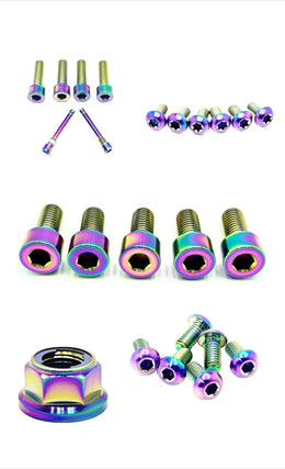 Titanium Front and Rear Wheel Bolt Kit for E-Ride Pro SS, rainbow