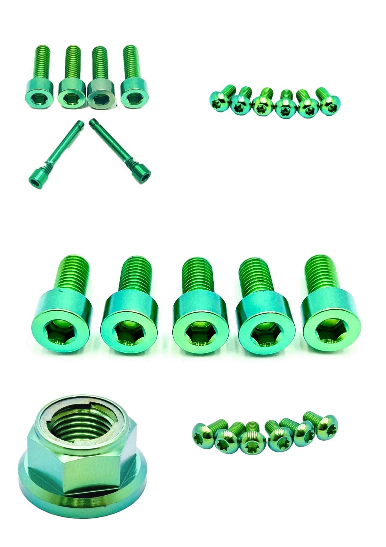 Titanium Front and Rear Wheel Bolt Kit for E-Ride Pro SS, green