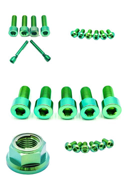 Titanium Front and Rear Wheel Bolt Kit for E-Ride Pro SS, green