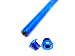 KKE Fork Custom Titanium Axle and Two Axle End-Bolts · Titanium Surron, blue