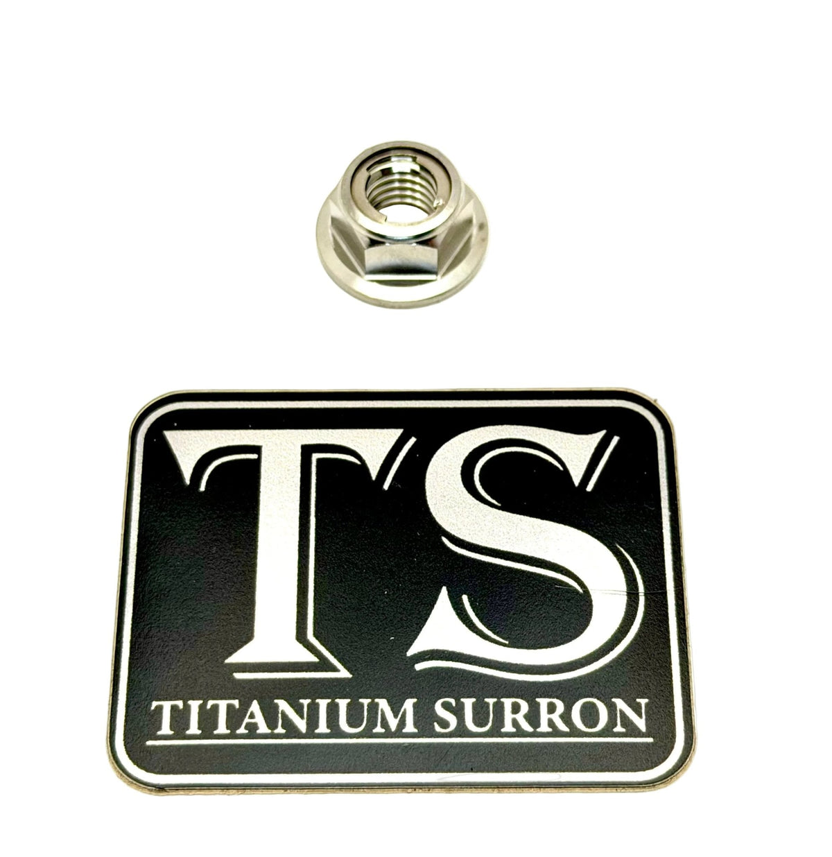 M8 Titanium Grade 5 DIN 6923 Hex Flange Nut · Titanium Surron, silver